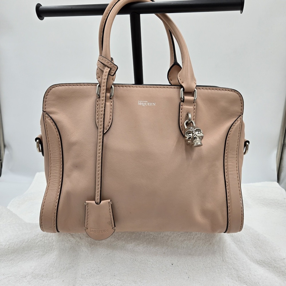 Alexander McQueen Padlock Bag Pink Leather Skull Satchel Keys Dust Bag Purse